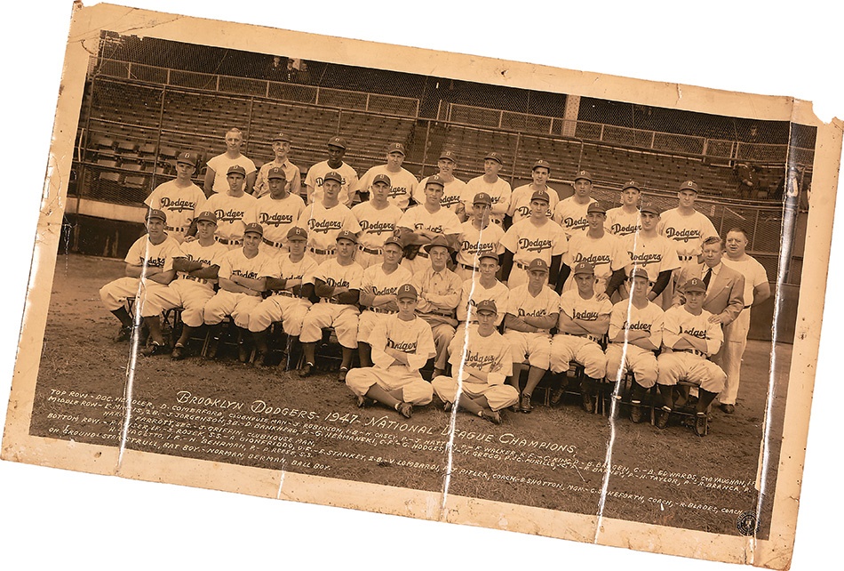 - 1947 Brooklyn Dodgers Team Panorama with Rookie Jackie Robinson (ex-Sal Larocca)