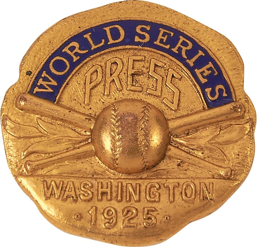 Tickets, Publications & Pins - 1925 Washington Senators World Series Press Pin