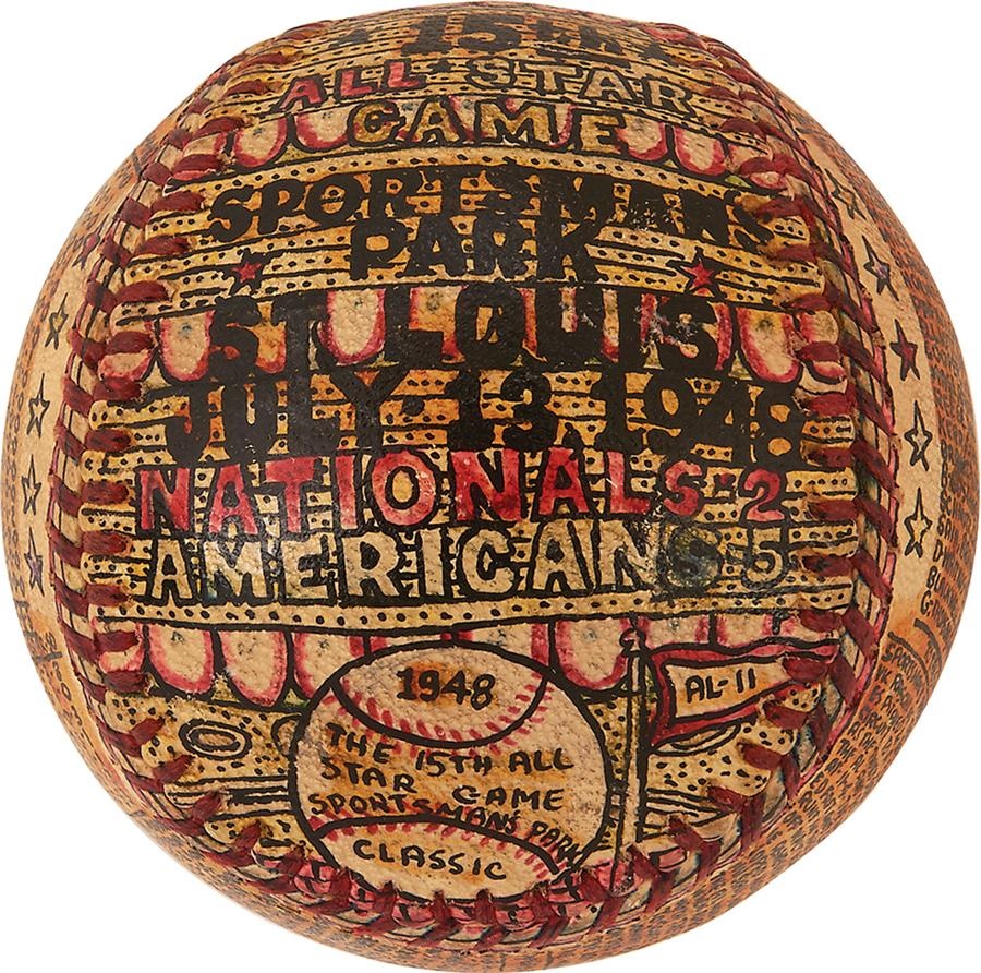 Sportsman's Park 1948 All Star Game Painted Baseball by George Sosnak