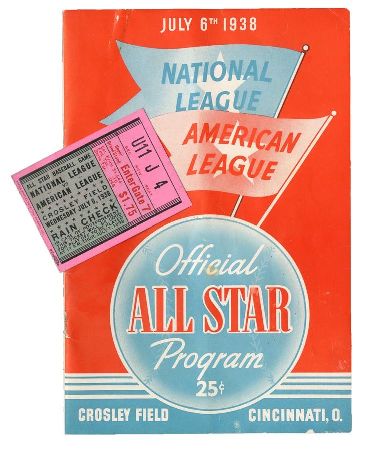 Tickets, Publications & Pins - 1938 All-Star Game Program and Ticket