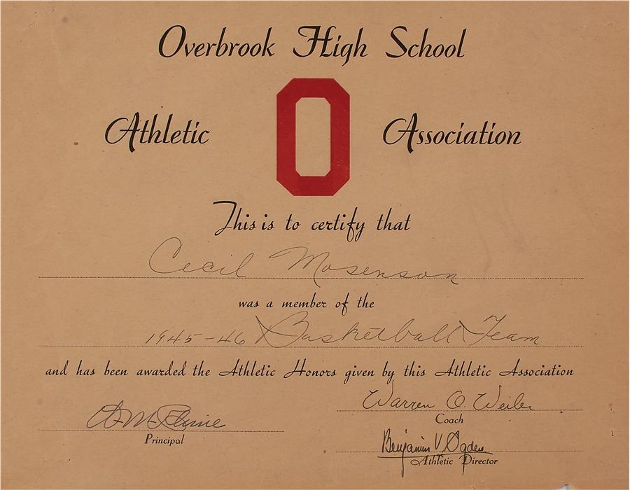 - The Wilt Chamberlain Overbrook High School Documents From His Original Coach
