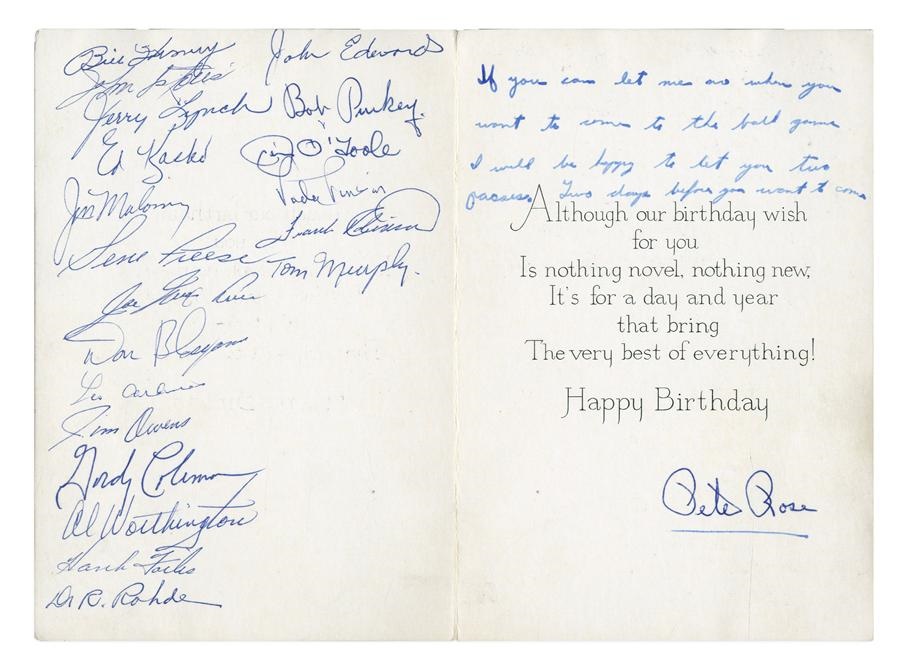 - 1963 Cincinnati Reds Signed Birthday Card with Rookie Pete Rose