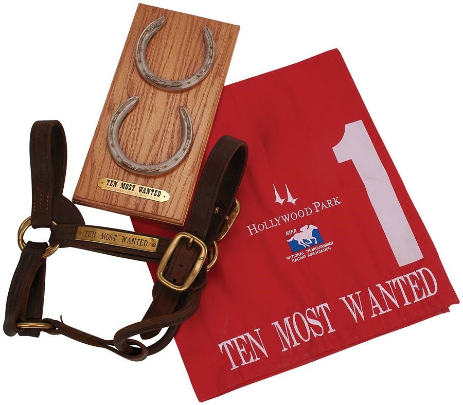 Horse Racing - Ten Most Wanted Halter, Shoe Plaque and Winning Swaps Cloth