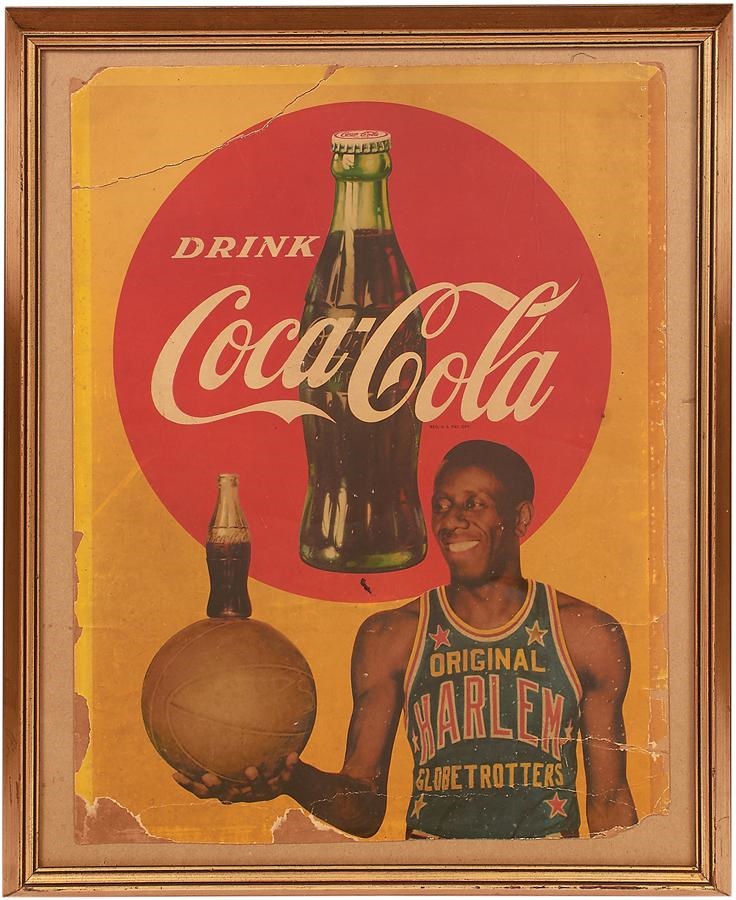 - 1940s Marques Haynes Harlem Globetrotters Coca Cola Advertising Sign
