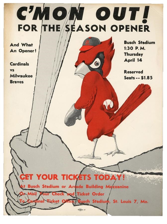 St. Louis Cardinals - 1955 Cardinals Opening Day Broadside