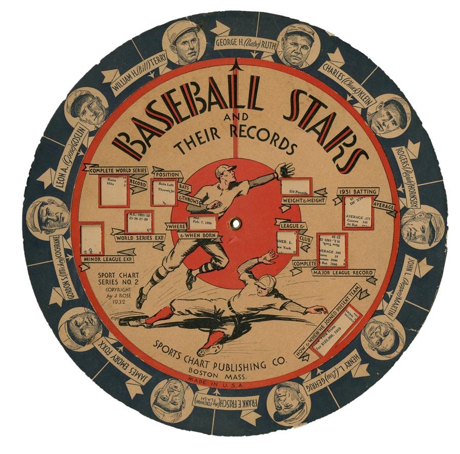 - 1932 Baseball Stars and Their Records Stat Wheel