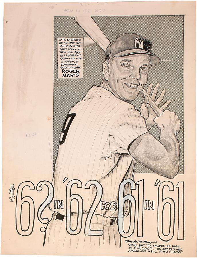 Roger Maris "61 in 61" Original Pen & Ink by Willard Mullin