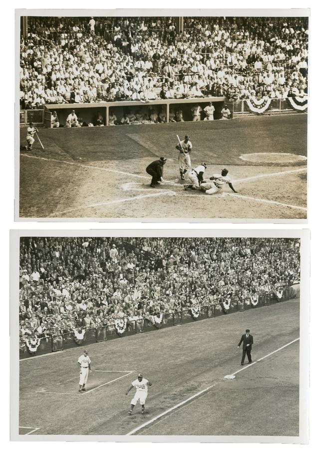 - 1955 Jackie Robinson Steals Home Brooklyn Dodgers World Series Photos (2)
