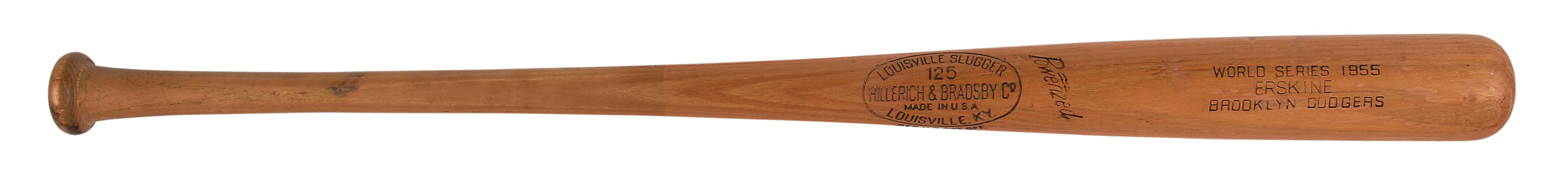 - 1955 Carl Erskine Game Used World Series Bat