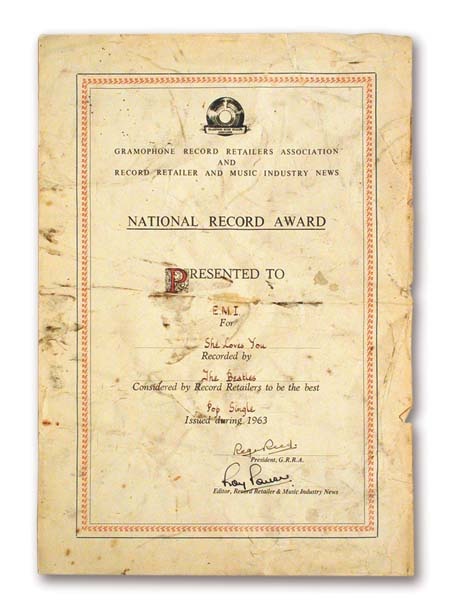 Beatles Awards - The Beatles National Record Award