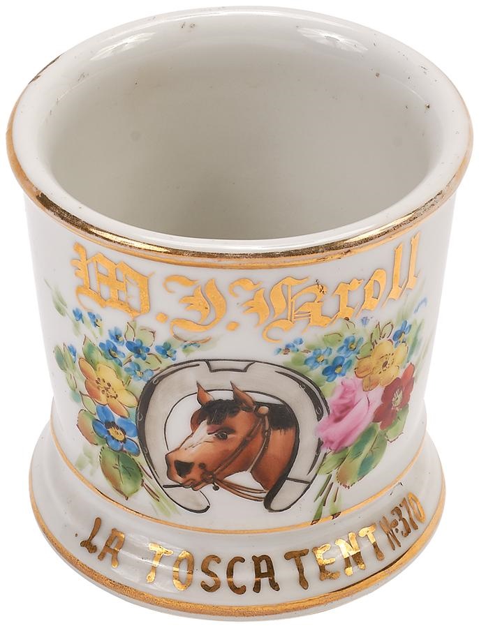 Horse Racing - 1890s August Belmont "La Tosca" Occupational Shaving Mug