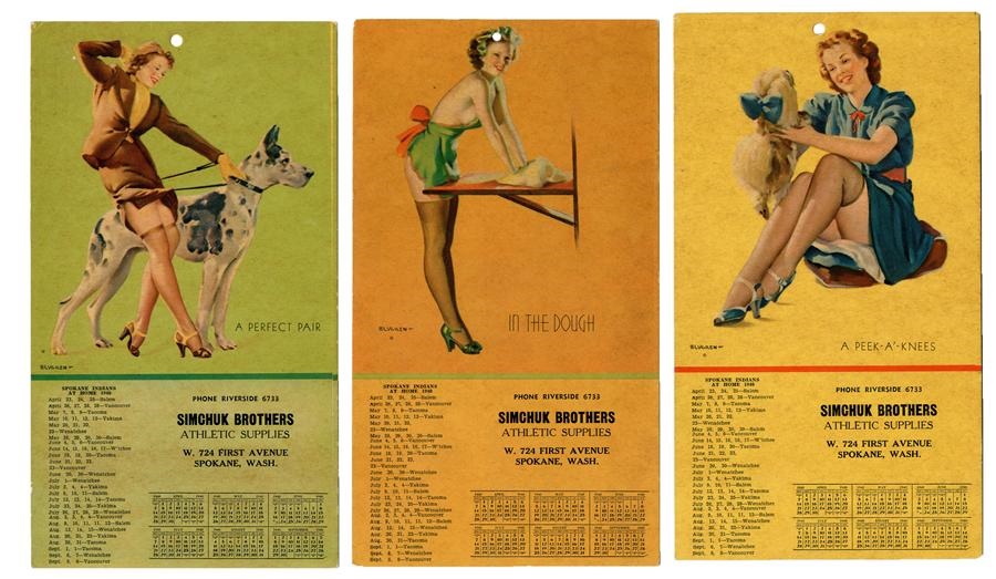 - 1940 Spokane Indians Gil Elvgren "Pinup" Calendars (3)