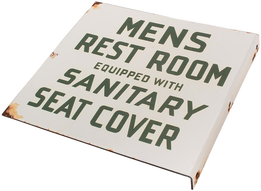 Stadium Artifacts - 1940s Porcelain Flange Men's Room Sign