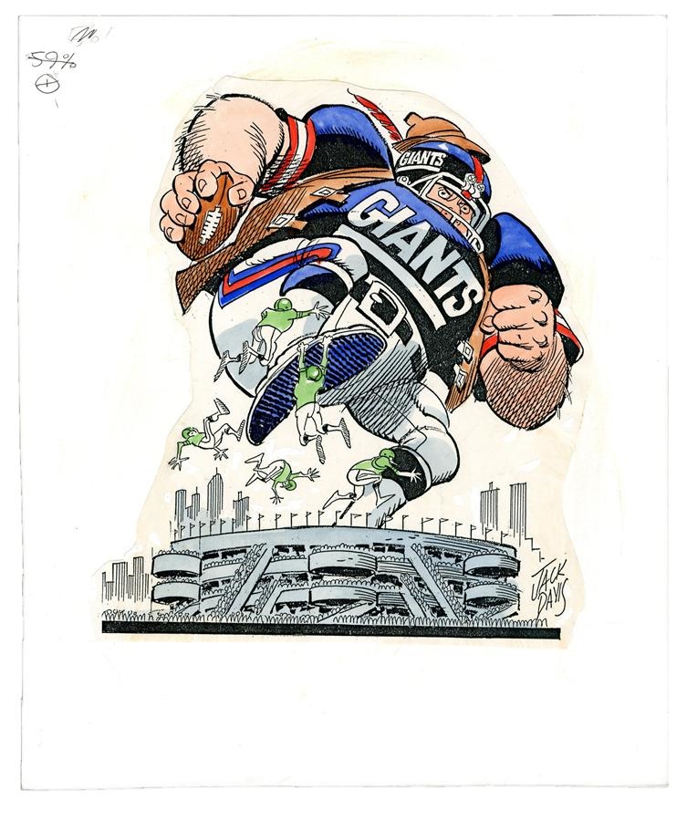 - 1990 New York Giants Original Art by Mad Illustrator Jack Davis