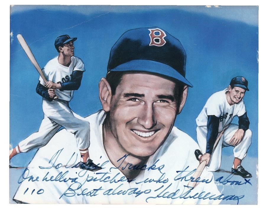 - Ted Williams "110 MPH" Inscribed Photo to Pitcher Virgil Trucks