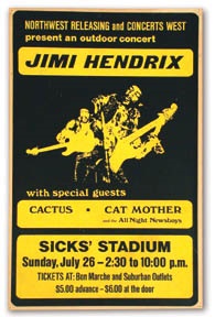 - Jimi Hendrix Sick’s Stadium Concert Poster
