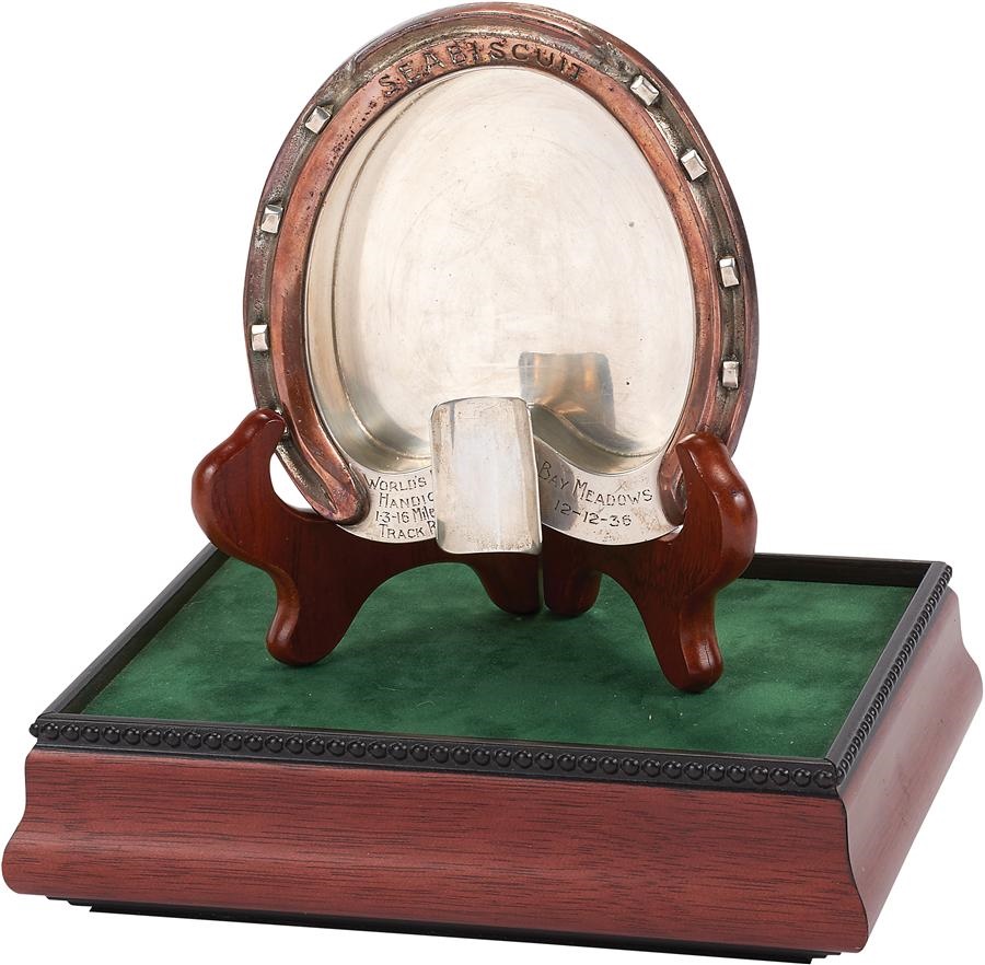 Horse Racing - 1936 Seabiscuit Horseshoe Presentation Silver Ashtray