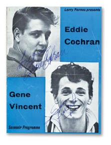 Music Autographs - Eddie Cochran & Gene Vincent "George Harrison" Program Cover