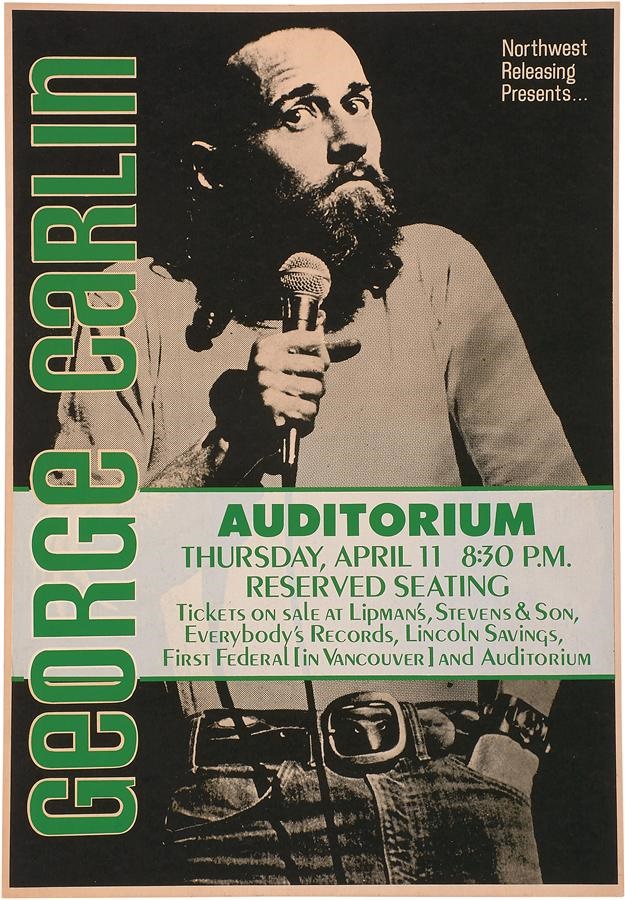 Rock 'N' Roll - 1974 George Carlin Early Concert Poster