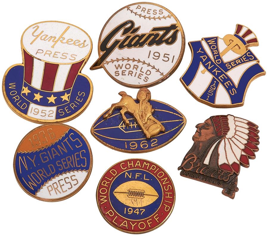 Tickets, Publications & Pins - 1936-62 High Grade Baseball & Press Pins (7)