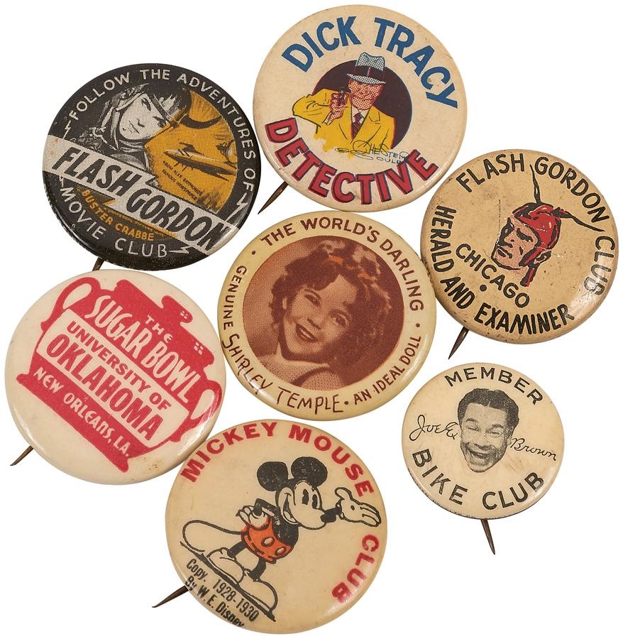 - 1930s Comic Character Celluloid Premium Pins (7)