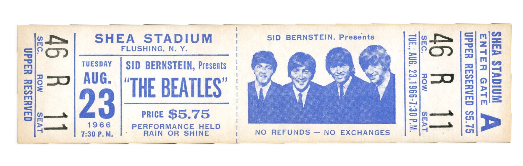 - 1966 The Beatles at Shea Stadium Full Ticket