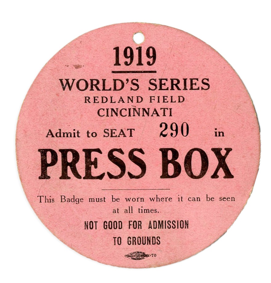 Pete Rose & Cincinnati Reds - 1919 World Series Press Pass