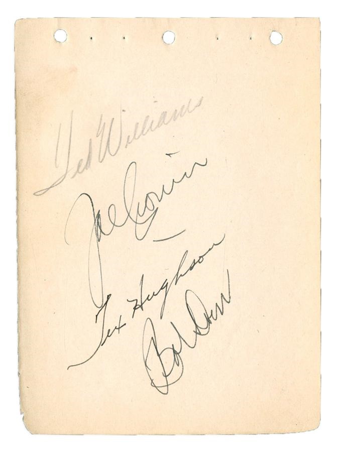Boston Sports - Circa 1941 Ted Williams Signed Team Sheet