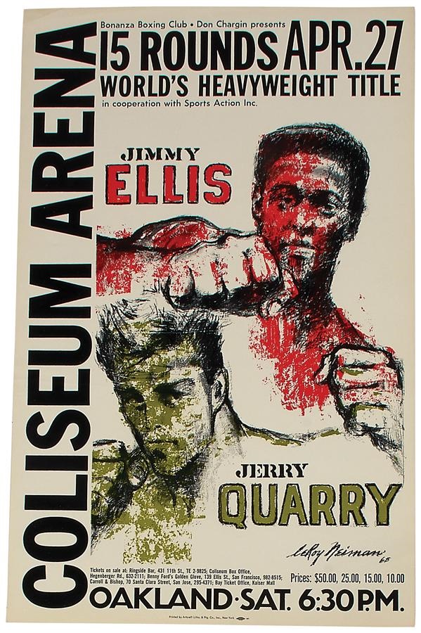 - 1968 Jerry Quarry vs. Jimmy Ellis On-Site Boxing Poster