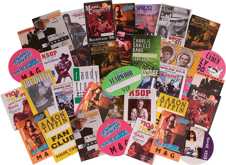 Rock 'N' Roll - Great Collection of Country Music Unused Backstage Concert Passes from Original Manufacturer Otto (125+)