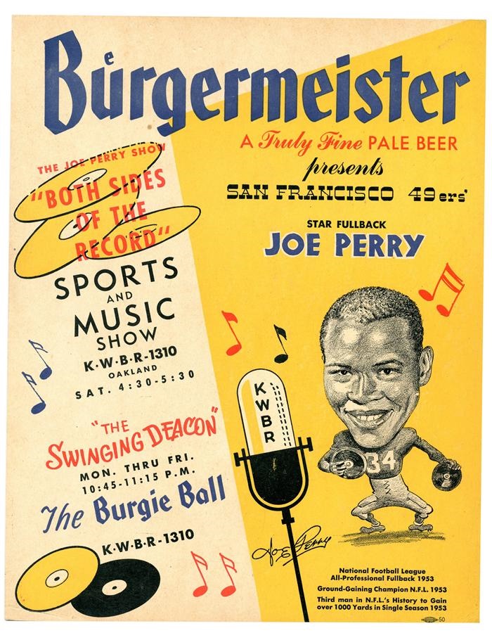 - 1954 Joe Perry Burgermeister Cardboard Advertising Sign