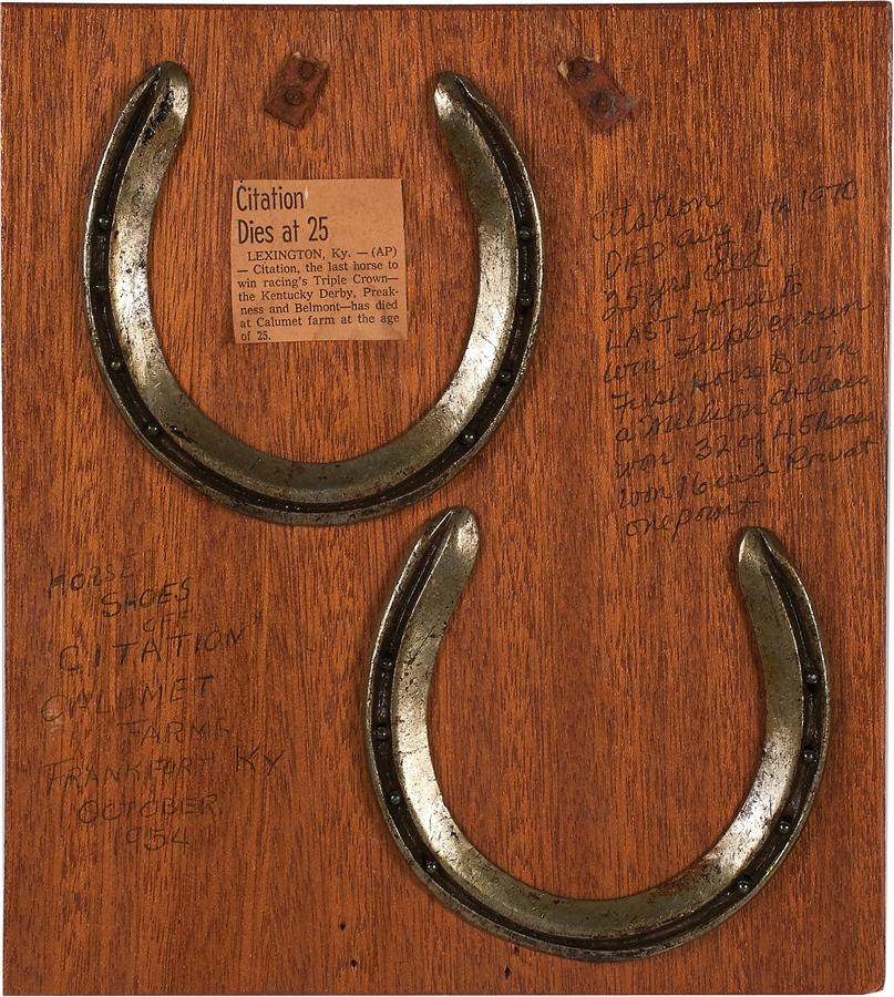 Horse Racing - 1954 "Citation" Pair of Vintage Horseshoes Worn at Calumet Farms