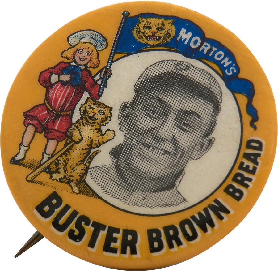 Tickets, Publications & Pins - High Grade 1909 Ty Cobb Morton's Buster Brown Bread Celluloid Pinback