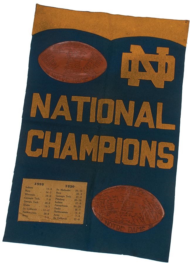 - 1929-30 Notre Dame Football National Champions Felt Banner