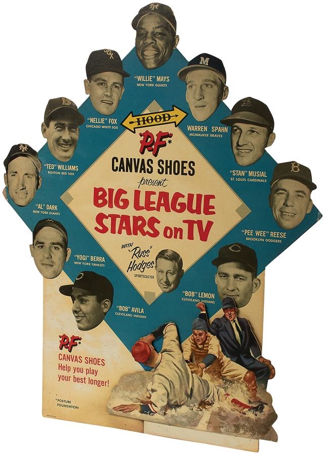 - 1950s PF Flyer Sneakers Cardboard Advertising Diecut Sign with 3D Pop-Out