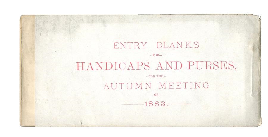 Horse Racing - 1883 Coney Island Jockey Club Complete Book of Entry Blanks