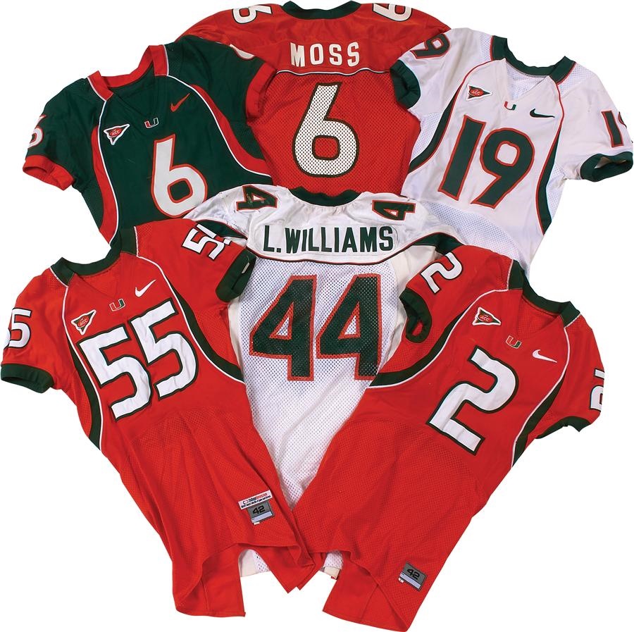 Collection of University of Miami Game Worn Football Jerseys (6)