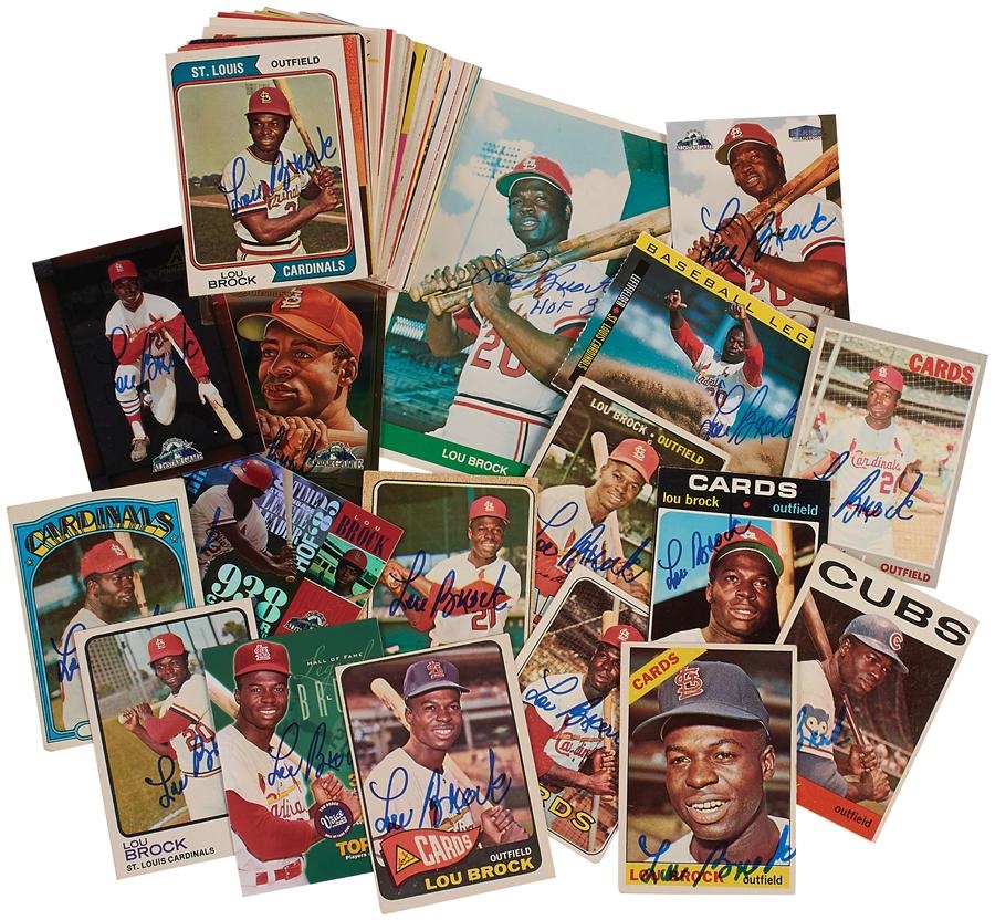 Lou Brock Signed Baseball Cards (71)