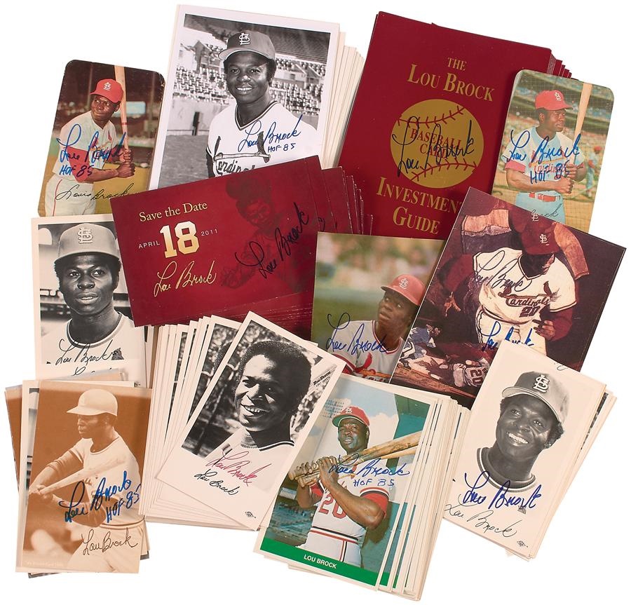 Lou Brock Signed Promotional Photos and More (225)