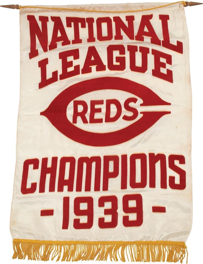 Pete Rose & Cincinnati Reds - Rare 1939 Cincinnati Reds National League Champions Satin Pennant