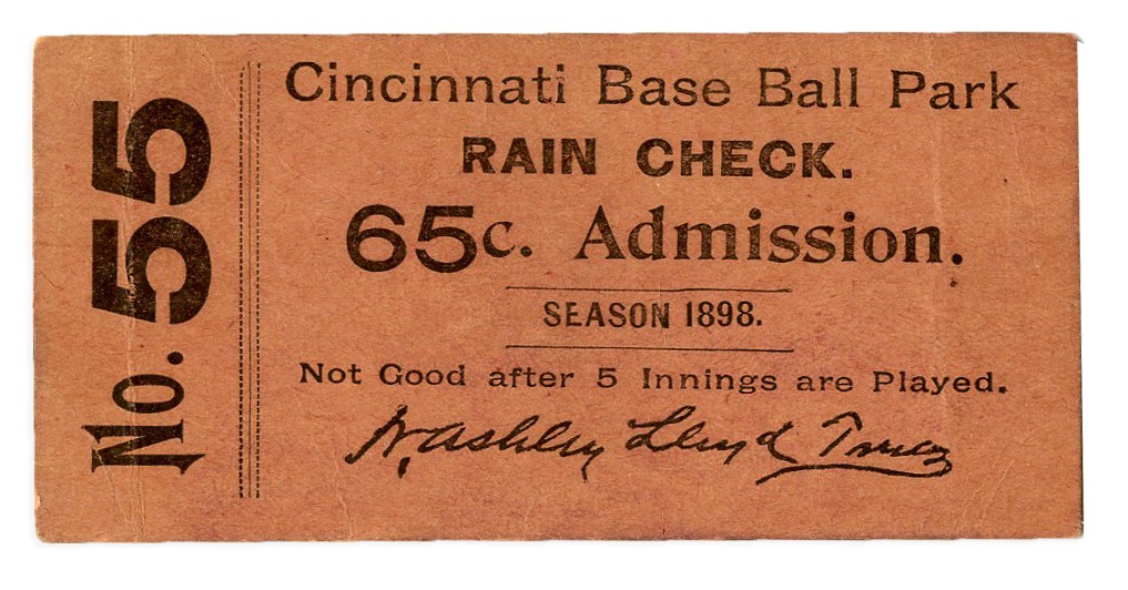 Pete Rose & Cincinnati Reds - Rare 1898 Cincinnati Reds Ticket