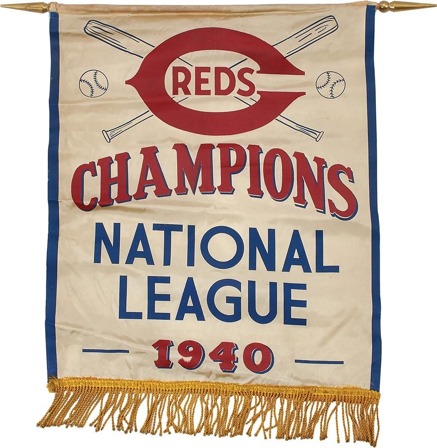 Pete Rose & Cincinnati Reds - 1940 Cincinnati Reds National League Champions Silk Banner