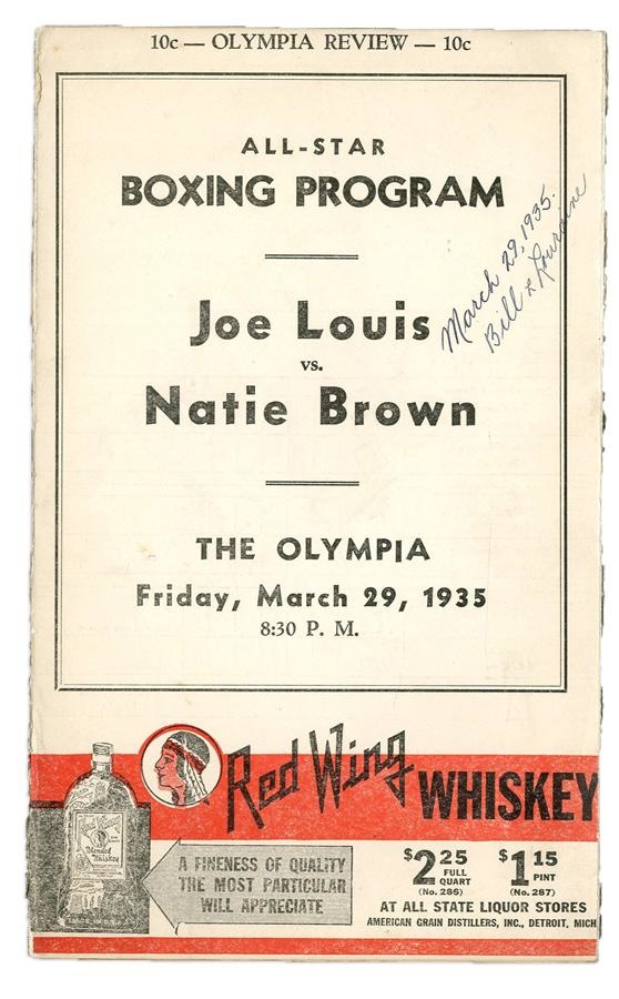 - Rare 1935 Joe Louis v Natie Brown On-Site Program