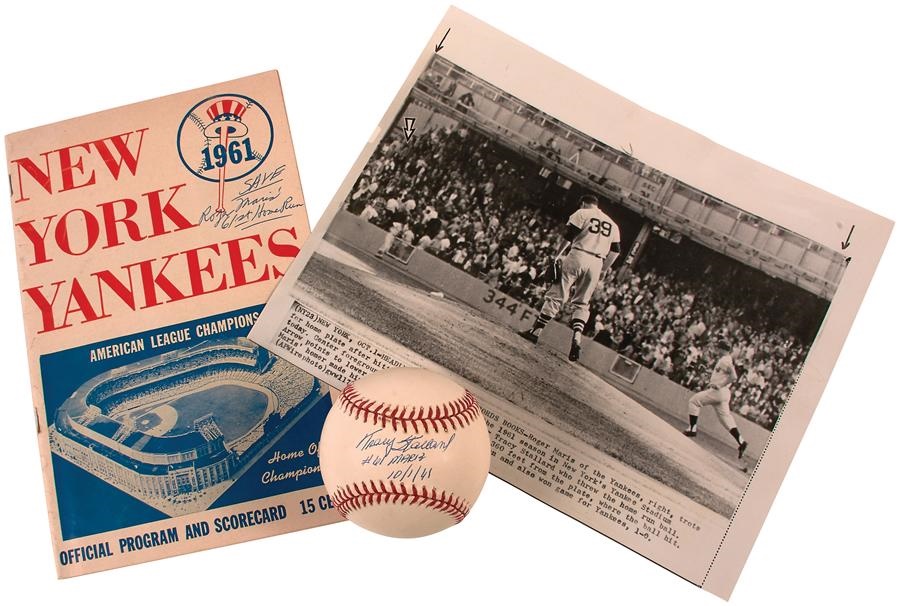 Historic New York Yankee Baseball Collection - Roger Maris 61st Home Run Program, Ticket & More (3)