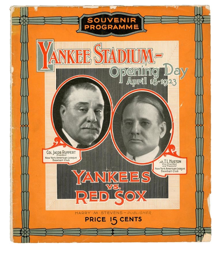 Historic New York Yankee Baseball Collection - 1923 Yankee Stadium Opening Day Program
