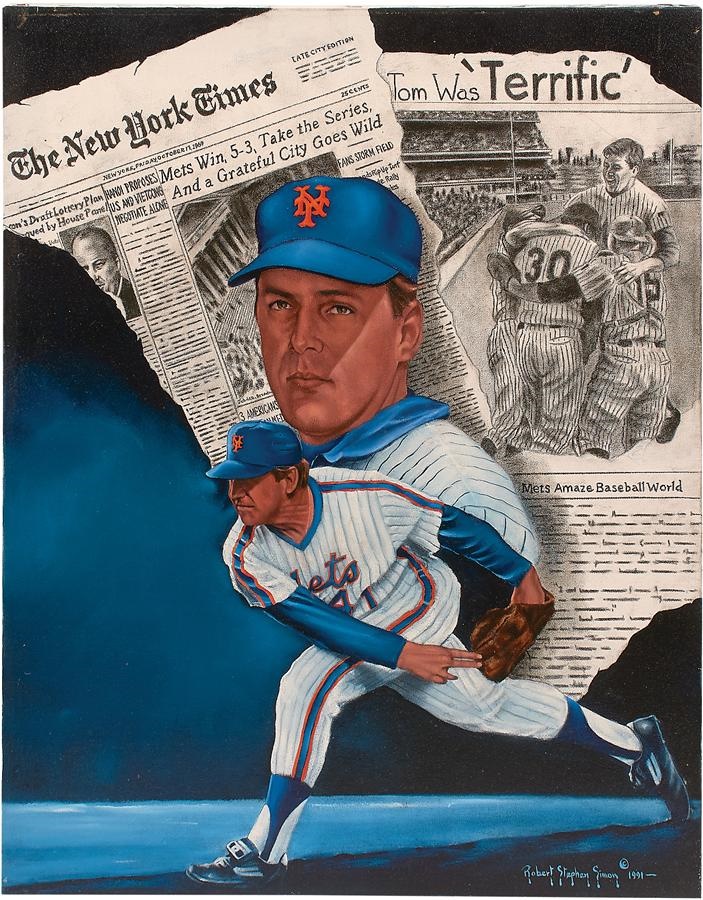 Sports Fine Art - Tom Seaver Oil Painting by Robert Stephen Simon