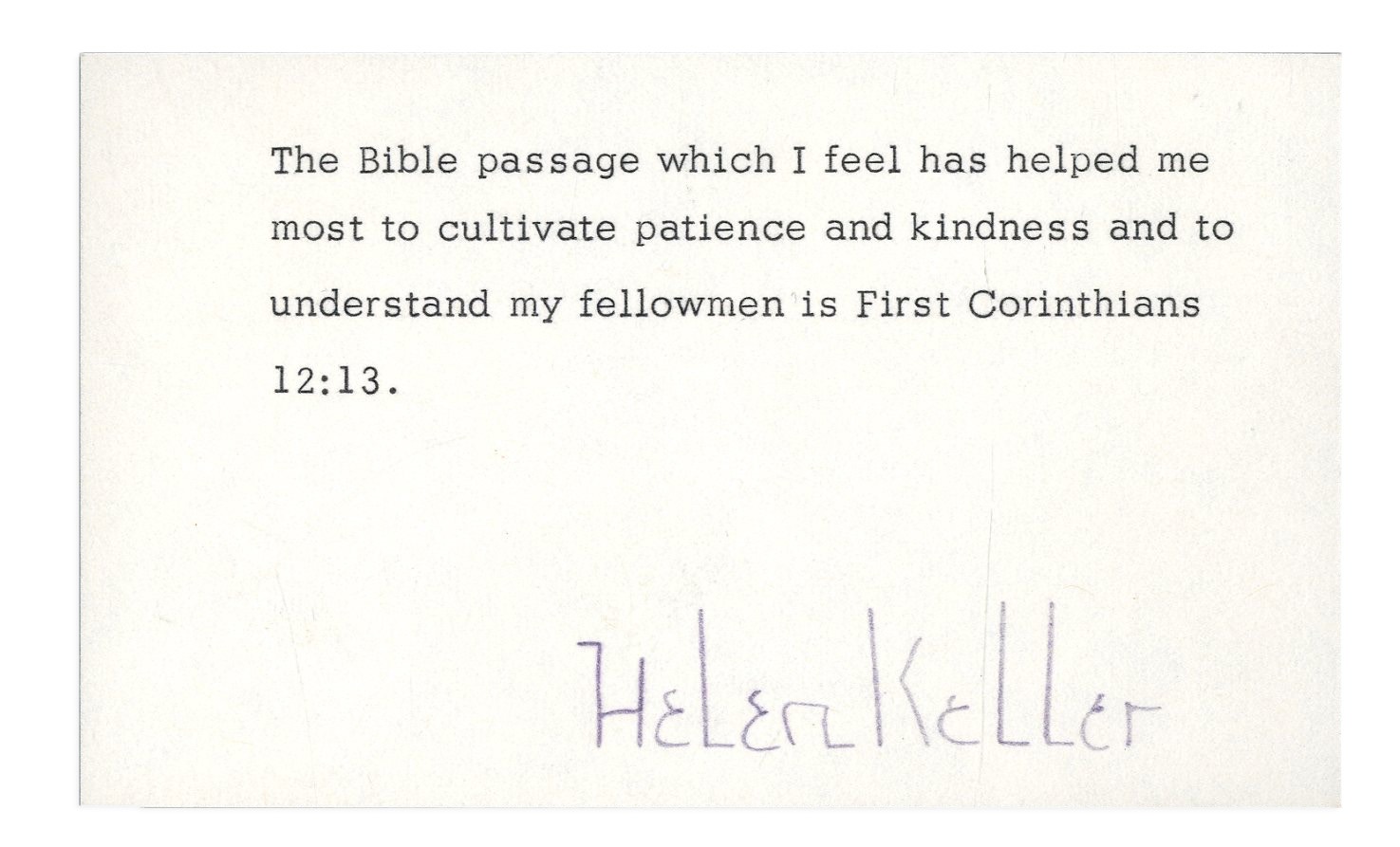 - Helen Keller Signed Bible Passage Card