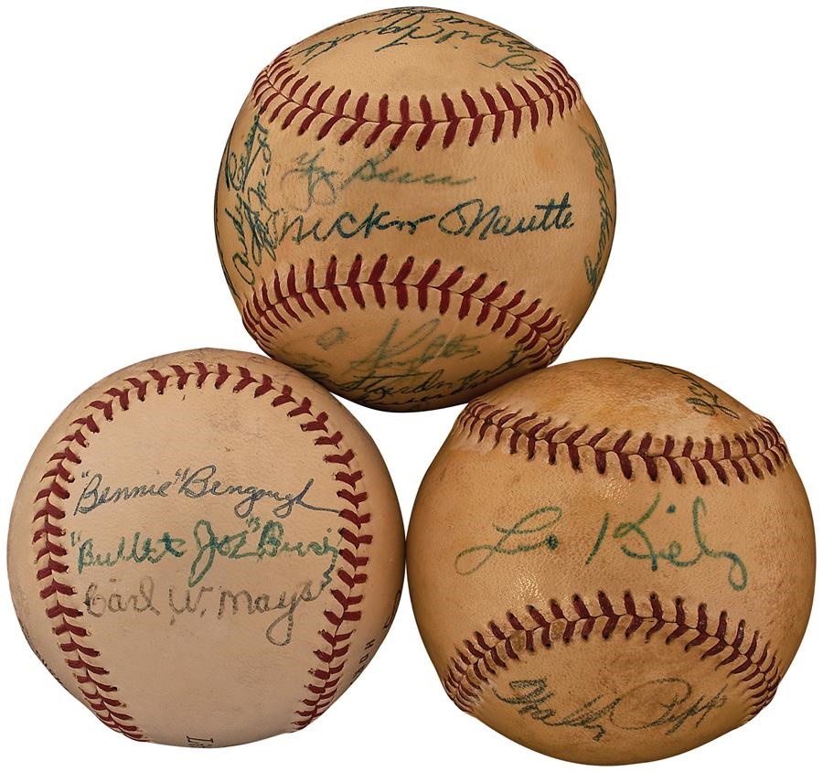 Historic New York Yankee Baseball Collection - Three Interesting NY Yankee Signed Baseballs