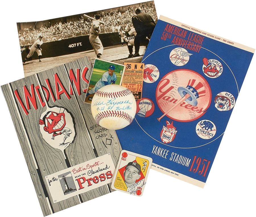 Historic New York Yankee Baseball Collection - Allie Reynolds Double No-Hit Programs, Tickets & More (9)