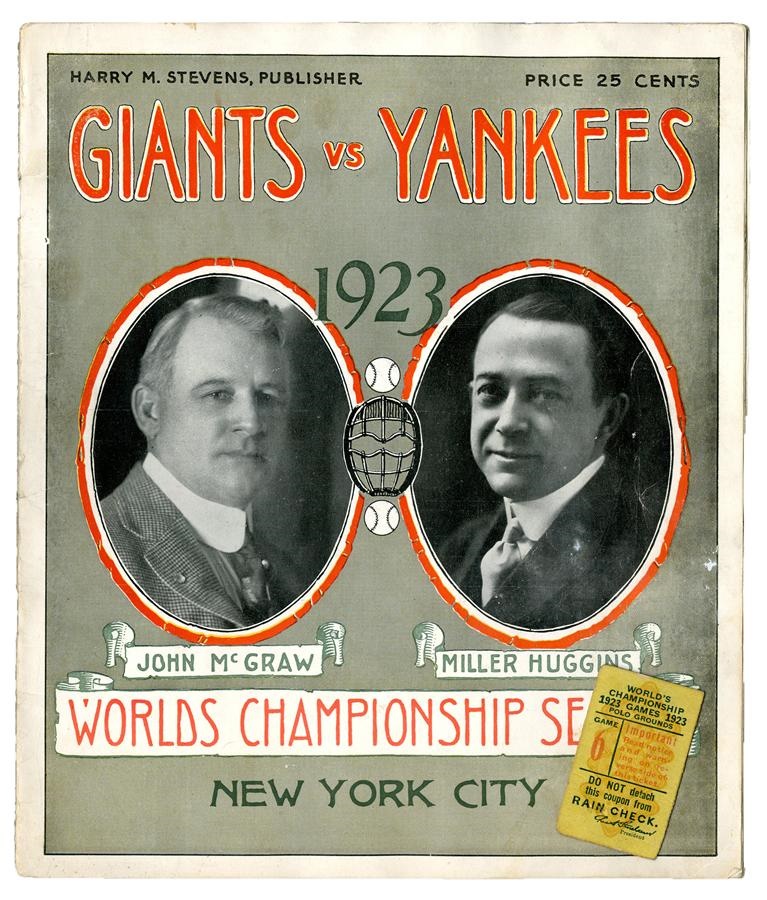 Historic New York Yankee Baseball Collection - 1923 World Series Program & Ticket Stub
